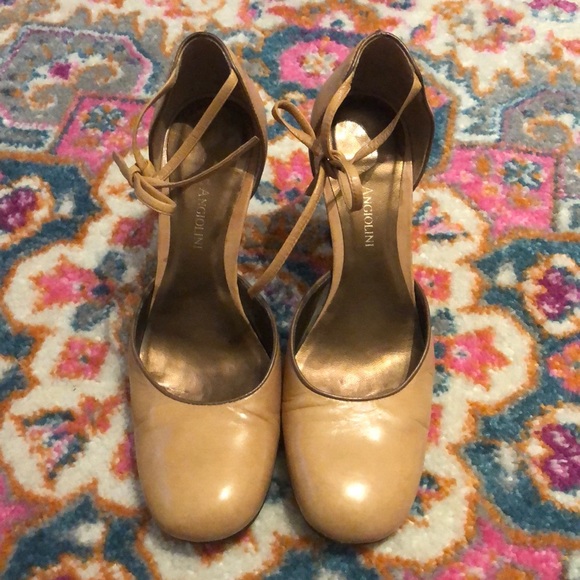 Camel Ankle Tie Heels Enzo Angiolini 6.0 - Picture 3 of 7